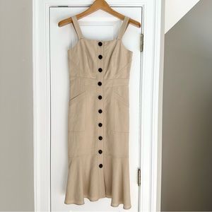Linen Blend Button Front Dress